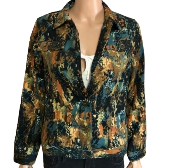 Christopher Banks Women's Jacket Leaf Print Multi Color M Petite - Picture 1 of 7